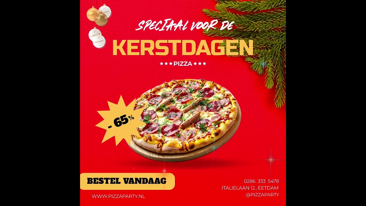 Template kerst pizza vierkant