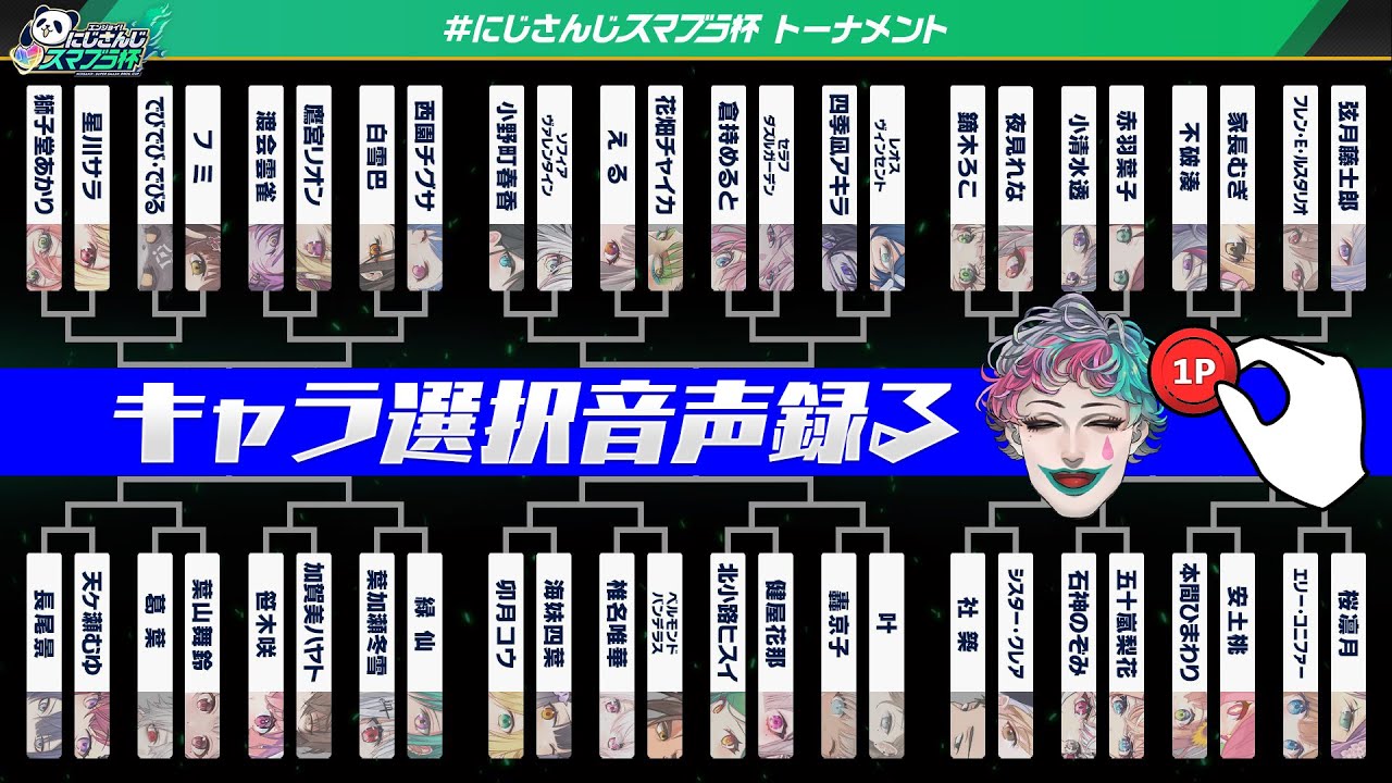 【#にじさんじスマブラ杯】出場ライバーのキャラ選択音声収録配信【にじさんじ/ジョー・力一】
