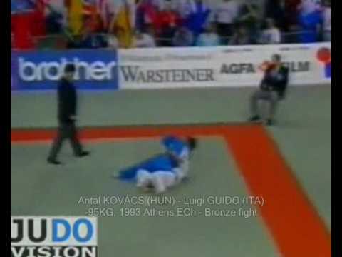 Judo ECh -95kg Antal Kovacs (HUN) - Luigi Guido (ITA) - Bronz-fight - Osoto-gari - kesa 柔道