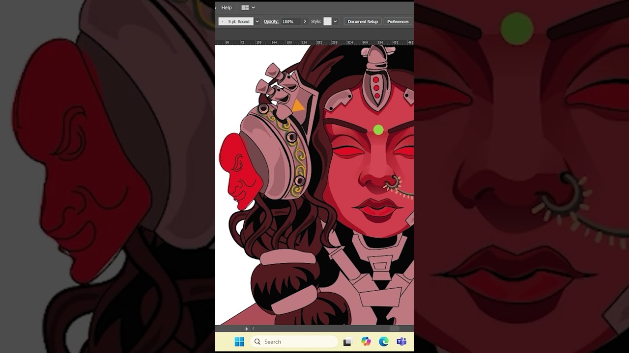 Sketch to Vector Illustration in Adobe Illustrator #art #cyberart #vectorart #digitalart