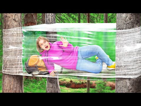 SAFETY FIRST! CAMPING GADGETS and SURVIVAL HACKS | 24 HRS Forest Camping Challenge by 123GO! SCHOOL