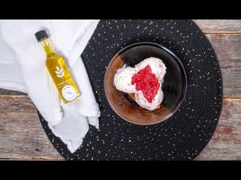 Raspberry Ice Cream with Wild Rosemary Olive Oil
