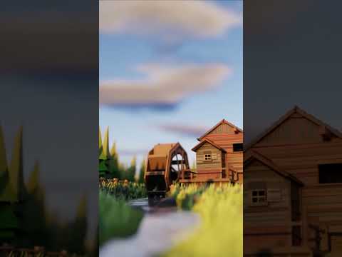 Lowpoly Waterwheel Animation  #shorts #blender3d #blender #3dart