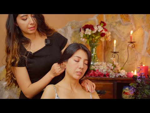 Darlyn's soft spoken ASMR massage, hair care & braiding with relaxing sounds to help you sleep 😌