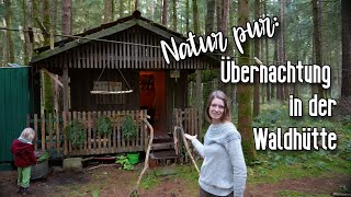 🌲🍄Nacht in der Wildnis: Übernachtung in der Aussteiger Waldhütte 🦊🏕️