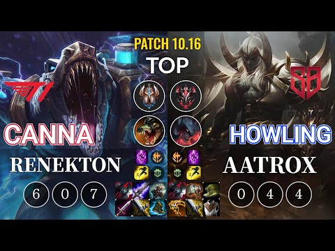 T1 Canna Renekton vs SB Howling Aatrox Top - KR Patch 10.16