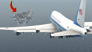 Boeing 747 Air Force One Emergency Landing On Aircraft Carrier