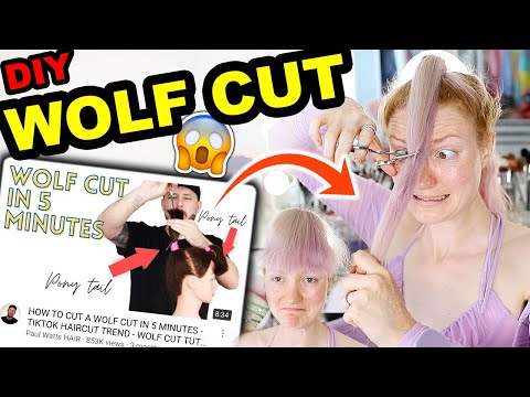 I GAVE MYSELF A WOLF CUT!!! Following a Wolf Cut Tutorial | 5 Minute Haircut 2021 (TIKTOK trend)