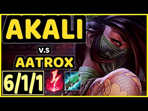SKT T1 FAKER (AKALI) vs AATROX - 6/1/1 KDA MID CHALLENGER GAMEPLAY - KR