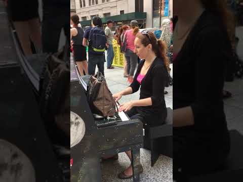 Vesela Kirova at “Sing for Hope Pianos”,Liberty Plaza-50 pianists perform Bach’s Prelude in C Major