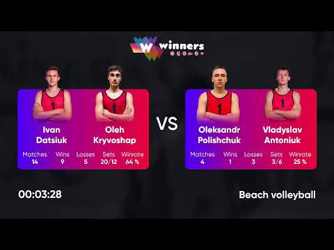 14:35 I. Datsiuk / O. Kryvoshap - O. Polishchuk / V. Antoniuk 02.03.2023 | Winners Beach Volleyball
