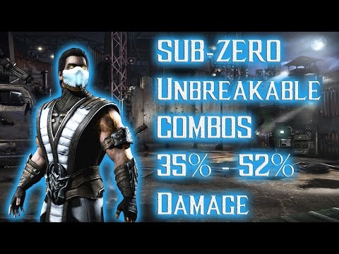 Mortal Kombat X - Sub-Zero (Unbreakable) Combos 35% - 52% Damage [Old Patch] ᴴᴰ