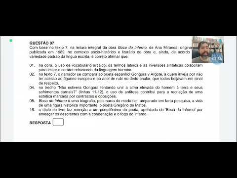 Prova comentada Vestibular UFSC 2023 Língua Portuguesa e Literatura Questão 07 - Boca do Inferno