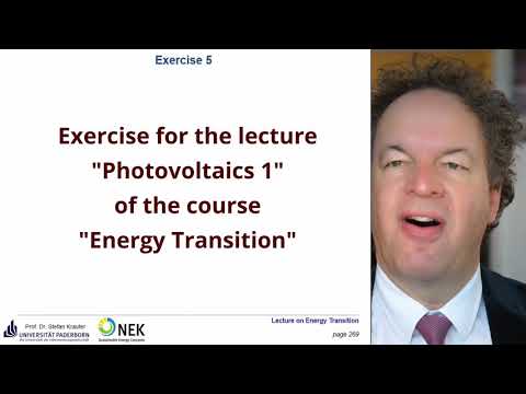 Solutions to Exercise 5 (Photovoltaics part 1) of Lecture Energy Transition