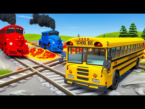 Bus vs Trains - Cars vs Rails and Trains - BeamNG.Drvie