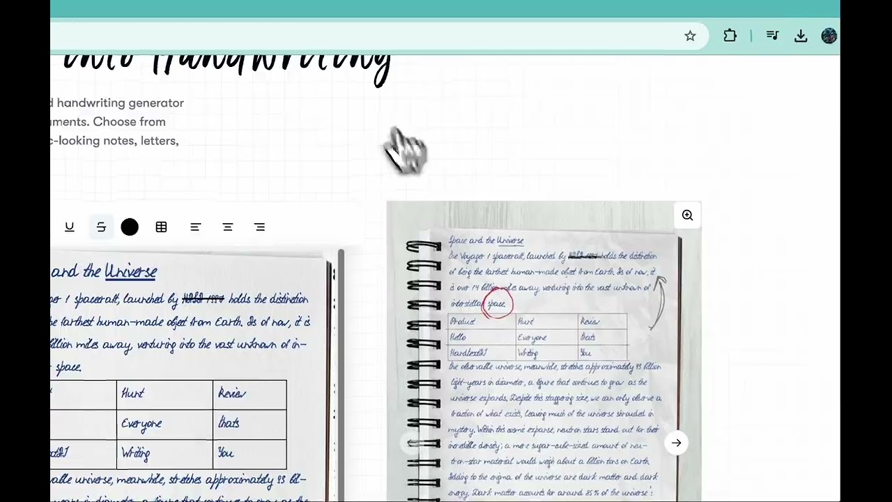 Text to handwriting  - AI tool that creates handwritten pages