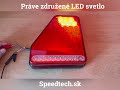 Združené LED svetlo 12V / 24V - 4 prvkové pravé / ECE R3, R6, R7, R23, R38 (208x188x40mm) - Video Youtube