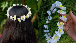How to make flower crown at home | simple paper flower tiara | flower hairband #tiara #diy