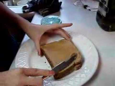 how to sit while eating a peanut butter sandwich