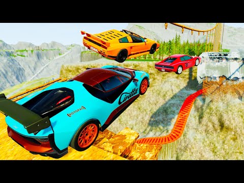 Crazy Vehicle Jumps Over Broken Bridge (Crash Hard Map) - BeamNG drive Police Roadblock Crashes