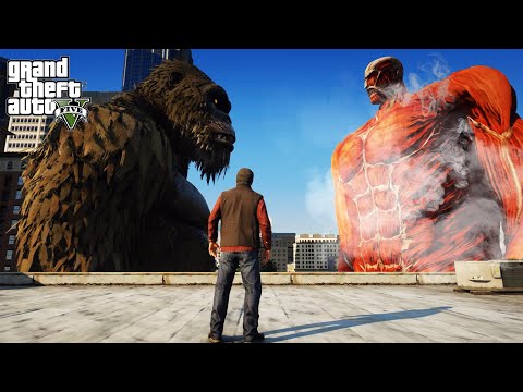 GTA 5 - King Kong VS Colossal Titan | Epic Giant Battle!!