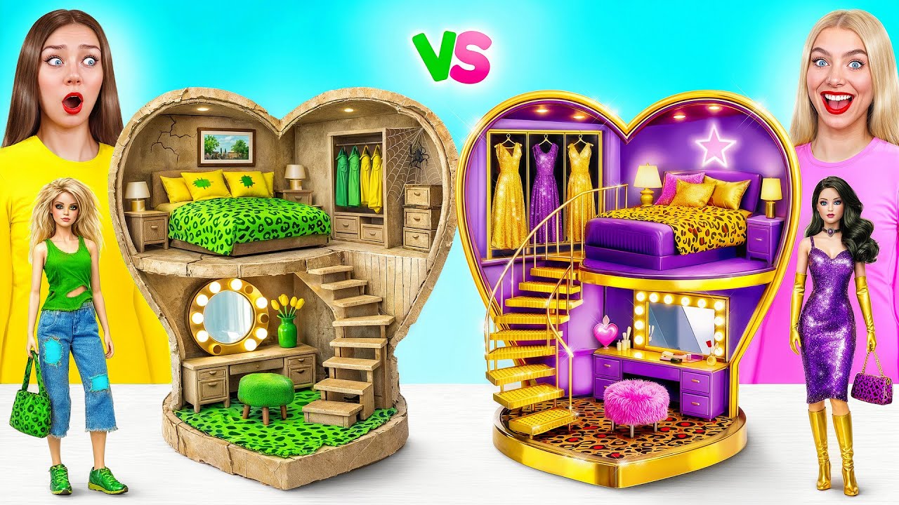 素晴らしいドールハウスを作りますブラッツ用 リッチ対貧乏チャレンジ | いたずら戦争 Multi DO Girls