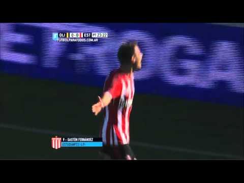 Gol de Fernández. Olimpo 0 - Estudiantes 1. Liguilla Pre-Sudamericana 2015. FPT.