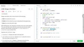 YouTube video 'Design a Text Editor - Leetcode 2296 - Doubly Linked List - Python'