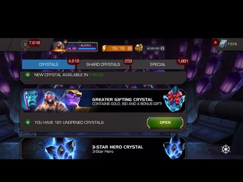 Round 3 100 GGC opening! God tier pulls?! Greater Gifting Crystals. Marvel Contest of Champions.