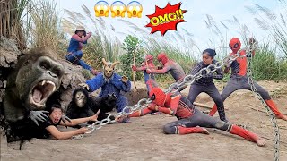 Spider-Man confront 3 Monster to save the girl