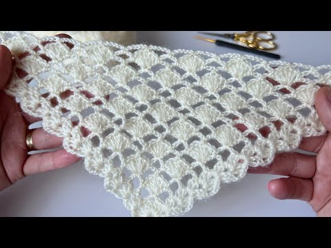 VERY BEAUTİFUL 💯 Easy Crochet Triangle Shawl Pattern / Knitting Shawl Patterns #crochetshawl