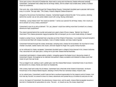 Goofy cheese story (AI GENERATED)