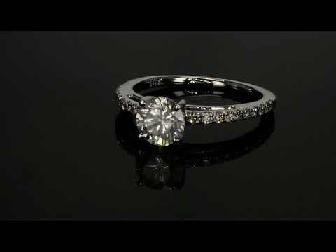 1.2 Carat Round Diamond F/SI2 Enhanced Engagement Ring Wedding Band 14K White Gold