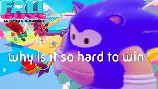 struggling to get a win in fall guys + roblox