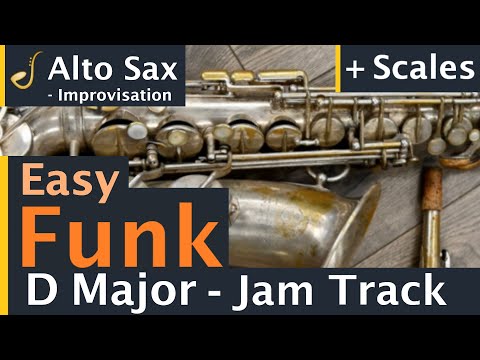 Alto Saxophone Easy Funk Backing Track Jam in D Major Improvisation
