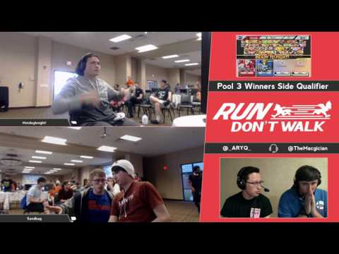 [Run, Don't Walk, Sm4sh — 7/1/17] Pools, Winners: Hotdogknight! (Bayonetta) v. Sandbag (Link)