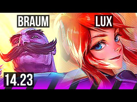 BRAUM & Jhin vs LUX & Caitlyn (SUP) | KR Master | 14.23
