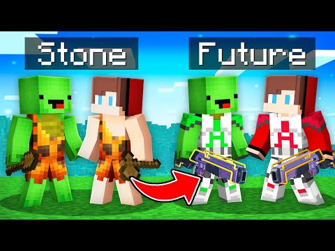 JJ and Mikey From Stone to Future in Minecraft - Maizen