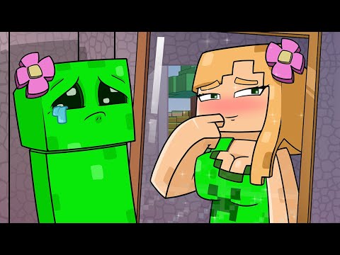 Monster School Story - CREEPER became BEAUTIFUL GIRL ?! SAD STORY - Minecraft Animation