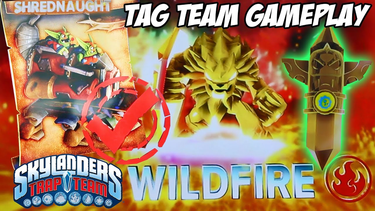 Skylanders Trap Team Gameplay: Wild Fire + Shrednaught Tag Team in Phoenix Psanctuary Level