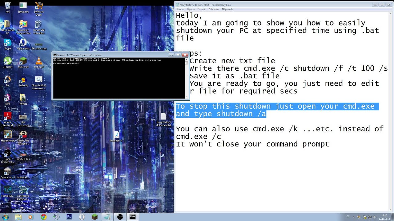 Windows shutdown at specific time using .bat