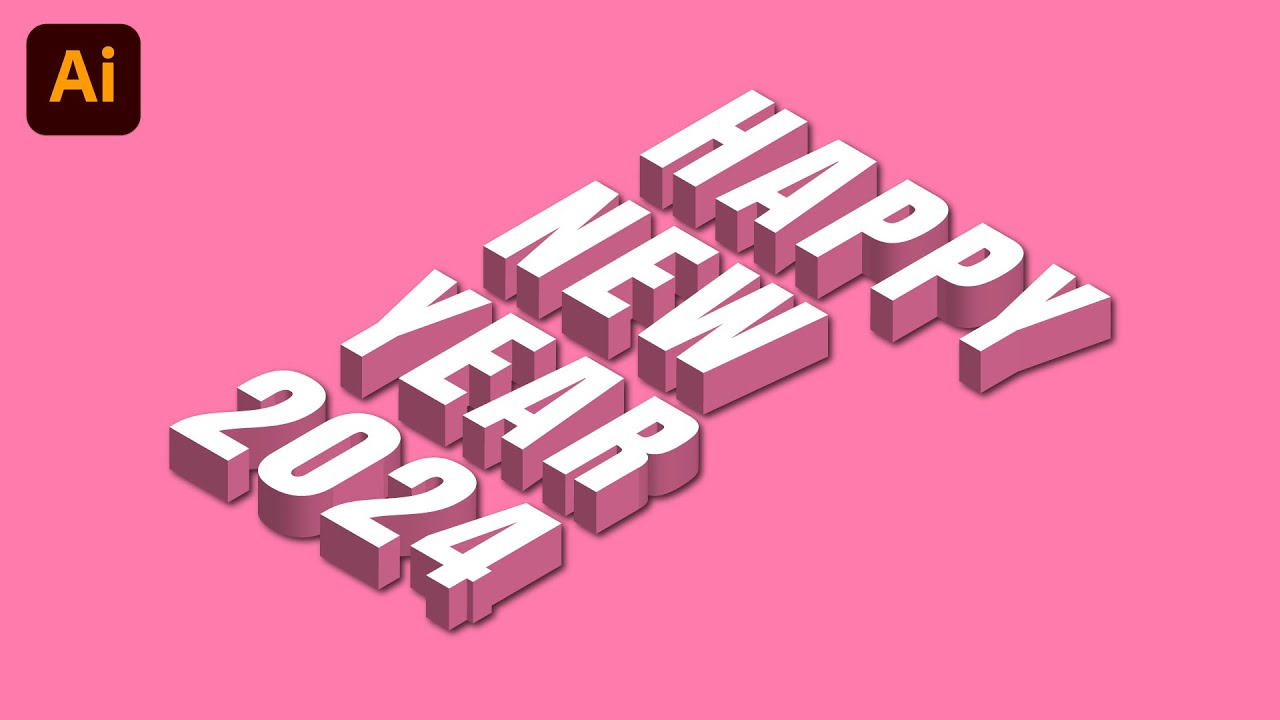 3D Text Effect in illustrator | Happy New Year 2024 Design | Text Effect Design Adobe illustrator