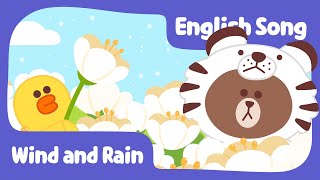 [Brown TV] Wind and Rain | Nursery Rhymes | Line Friends Kids Song | CHINESE SUBTITLE