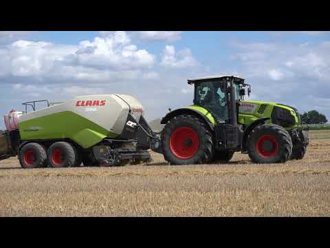 Stroh pressen mit Claas Axion 830 & Qudrant 3200 FC