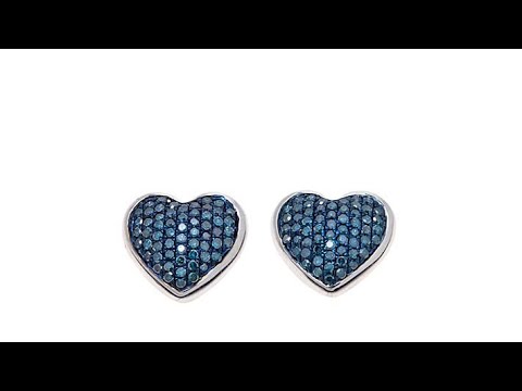 0.72ctw Colored Diamond Heart Stud Earrings
