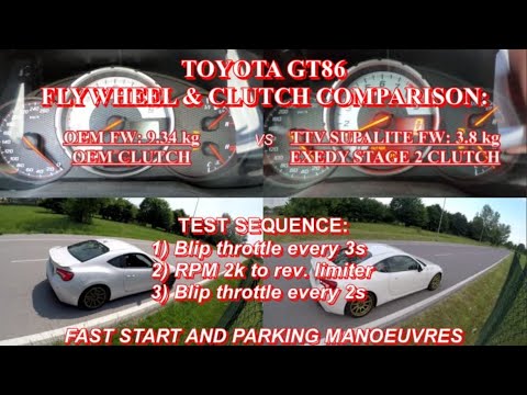TOYOTA GT86 - OEM vs 3.8 kg Super Lightweight Flywheel + Exedy Stage 2 Clutch comparison