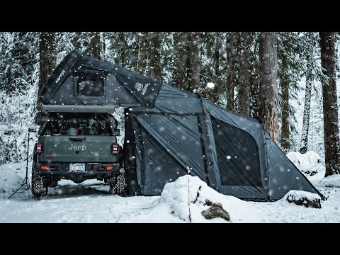 Ep. 6: Snow Camping in the Winter Wonderland with iKamper Annex Plus [Electric heating pad, ASMR]