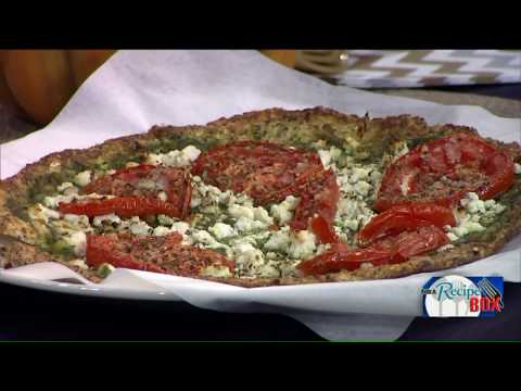 Cauliflower Pizza Crust with Pesto and Feta Cheese