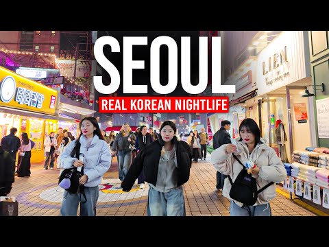 SEOUL, South Korea 🇰🇷 Nightlife in Hongdae | 4K Walking Tour