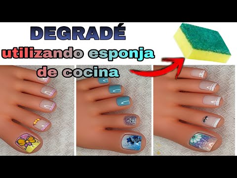 DEGRADÉ  en uñas con esponja de cocina /uñas con  difuminado /Uñas decoradas.